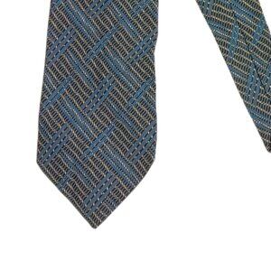 Palio Silk Tie Men’s 60.5” Black Blue Plaid Stripe Preppy Italian Wide Tie New